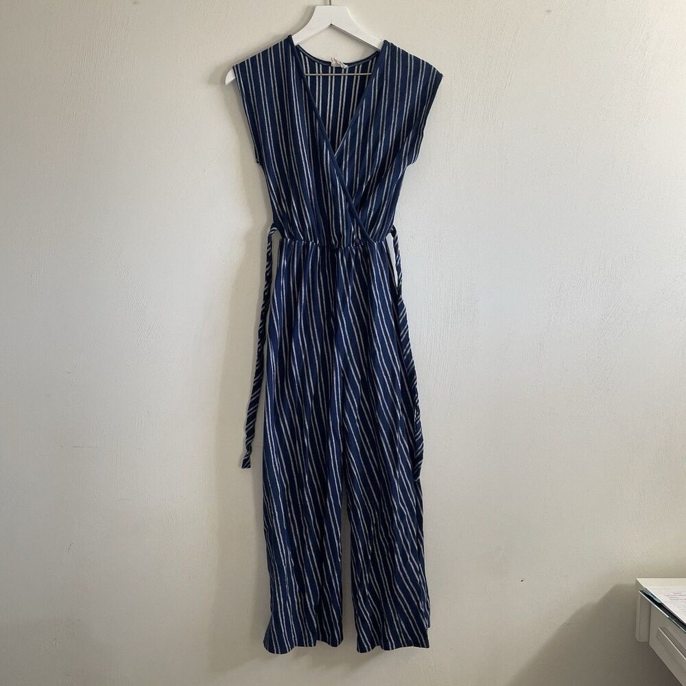 Anthropologie Caution To The Wind Women’s Wide Leg Jumpsuit Striped Navy XS or S